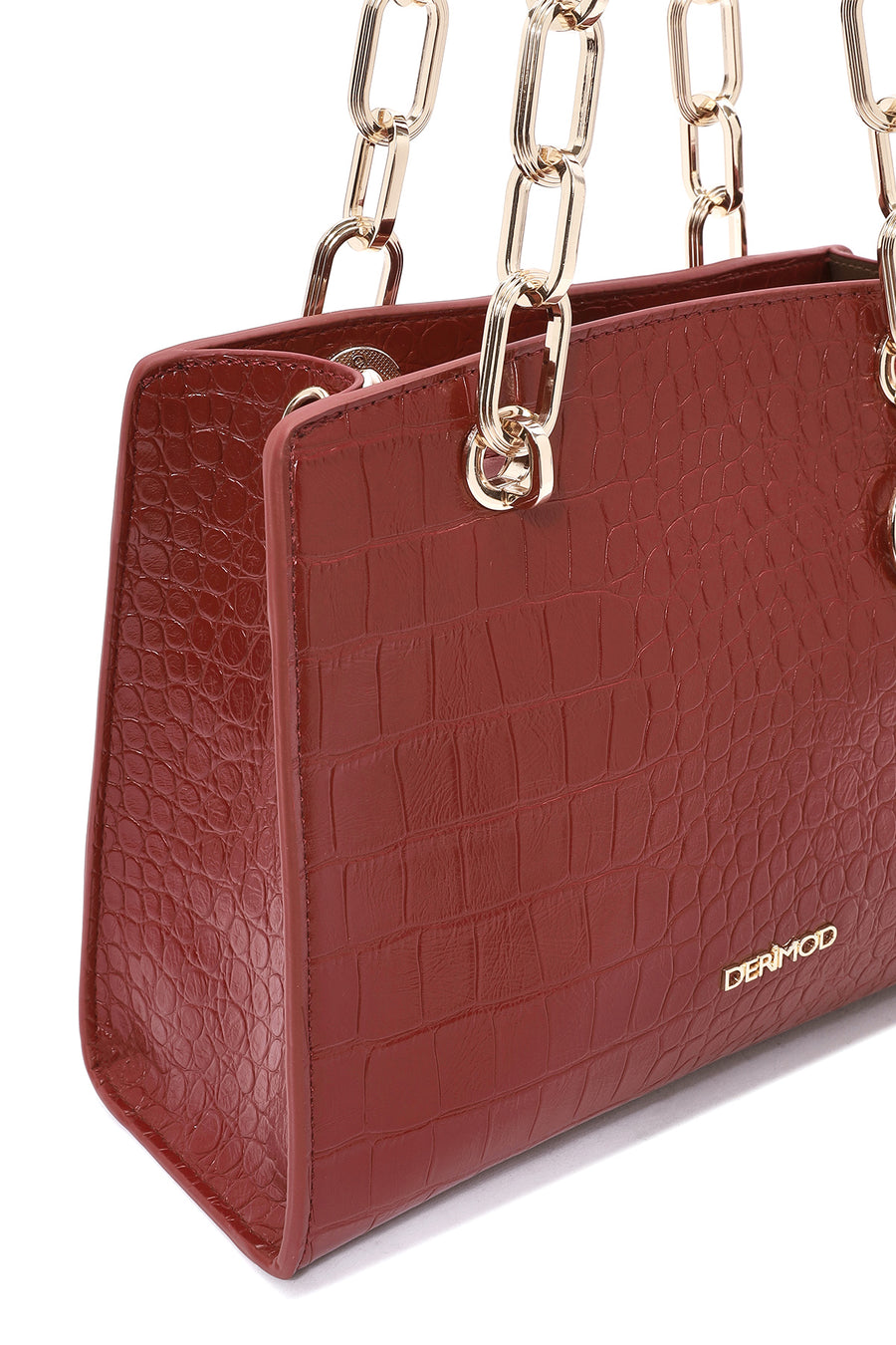 Women's Claret Red Long Strap Crocodile Patterned Classic Shoulder Bag