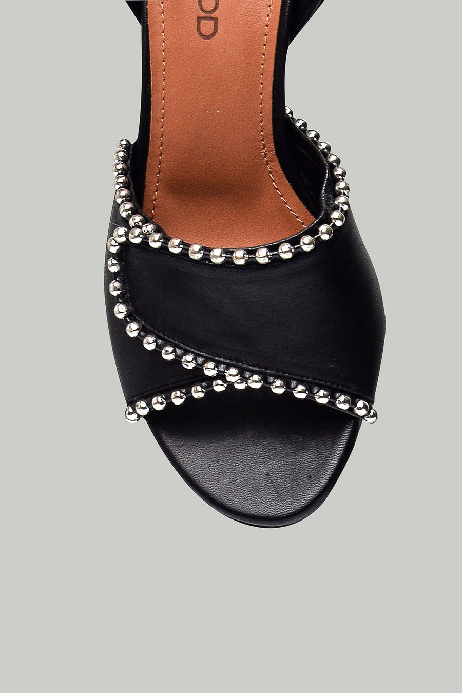 Women's Heeled Leather Sandals with Metal Detail