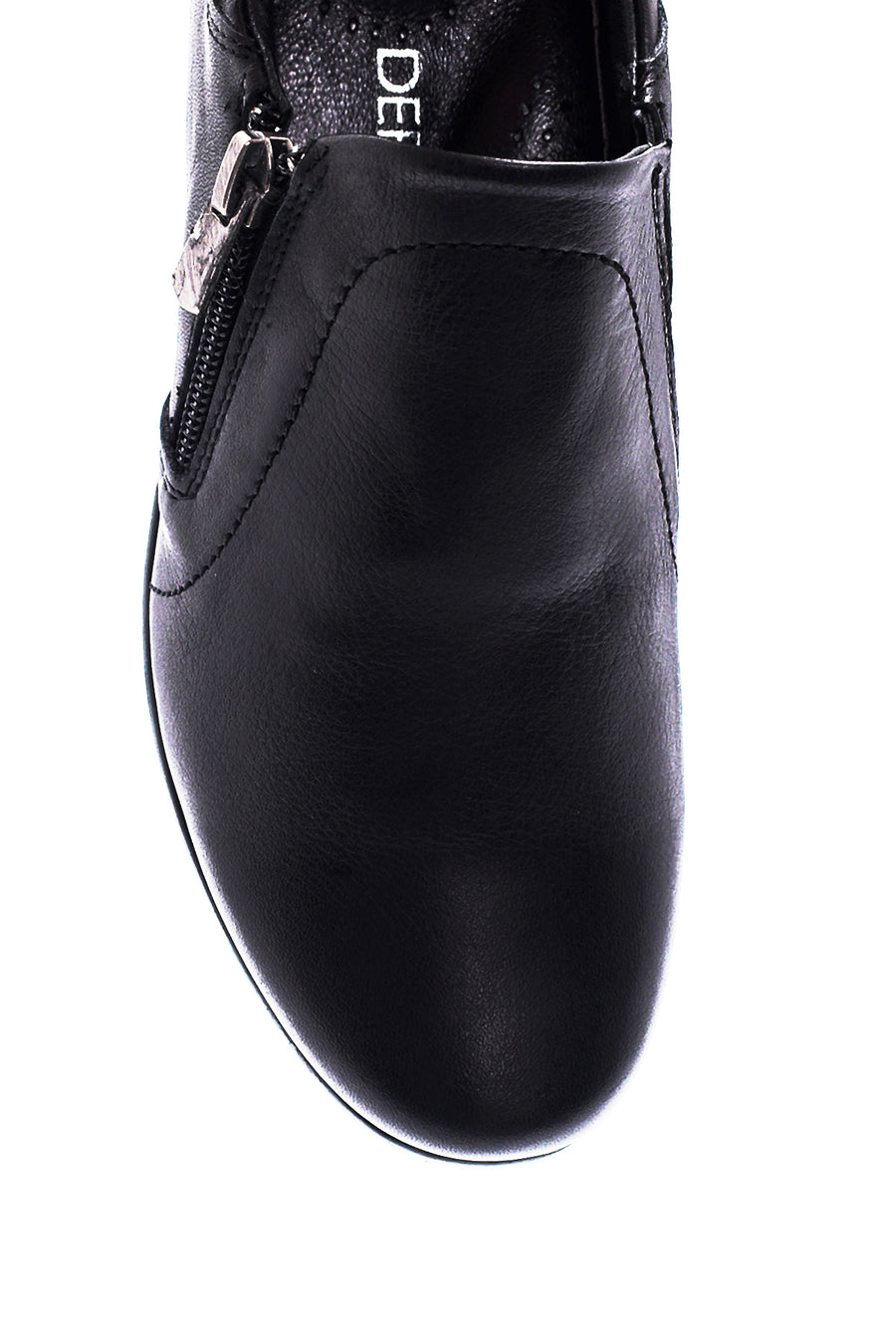 Women's Black Leather Wedge Heeled Comfort Shoes