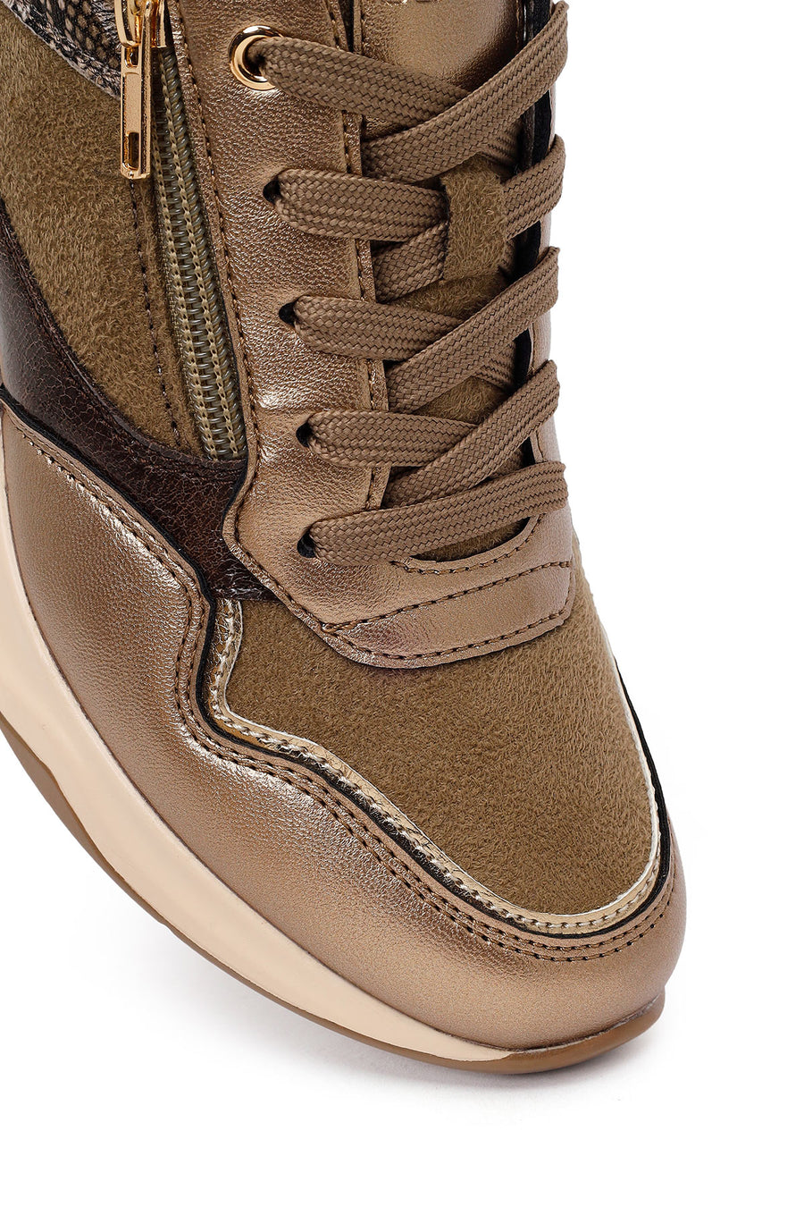 Kadın Vizon Bağcıklı Dolgu Topuklu Sneaker