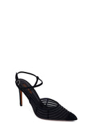 Woman Black Ankle-Buckle High Slim-Heel Leather Shoes | Derimod