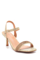 Women's Gold Stone Heeled Sandals | Derimod