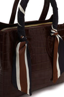 Woman Burgundy Long-Strap Crocodile-Pattern Mini Shoulder Bag | Derimod
