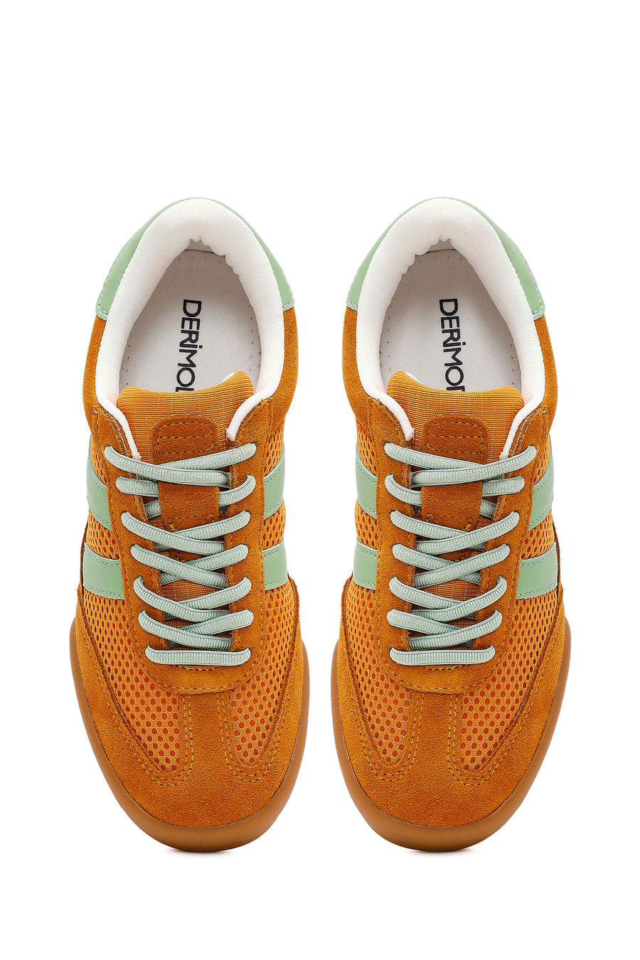 Kadın Turuncu Bağcıklı Deri Sneaker