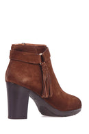Women's Tasseled Suede Boots | Derimod