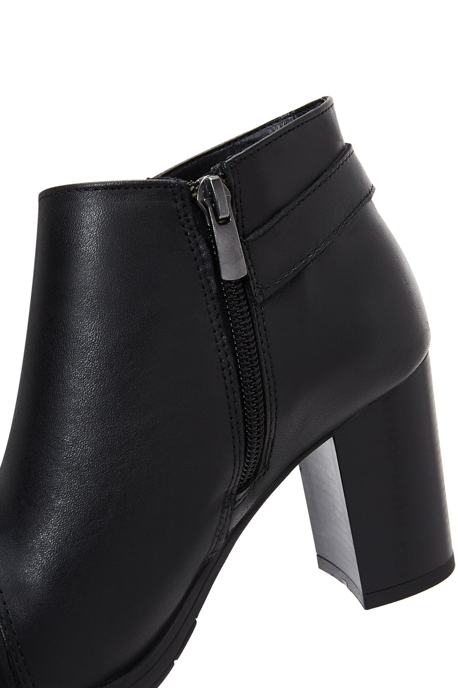 Women's Black Leather Heeled Boots