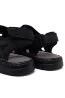 Men's Black Double Strap Leather Sandals | Derimod