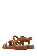 Women's Tan Leather Ankle Buckle Sandals | Derimod