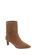 Woman Beige Heeled Suede Boots | Derimod