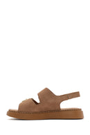 Women's Powder Thick Soled Buckled Suede Leather Comfort Sandals | Derimod