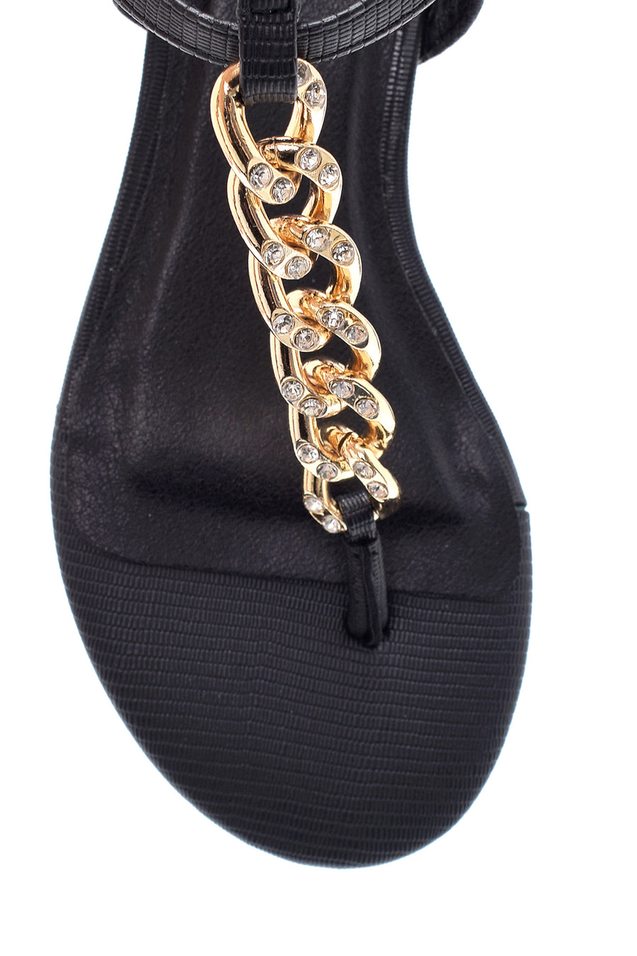 Women's Black Chain Flat Sandals