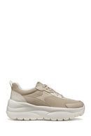 Geox Women's Beige D Xtors D - Mesh + Geobuck Lace-Up Chunky Sole Sneakers | Derimod