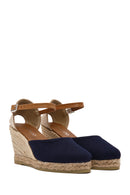 Women's Navy Blue Ankle Strap Wedge Heeled Espadrille | Derimod