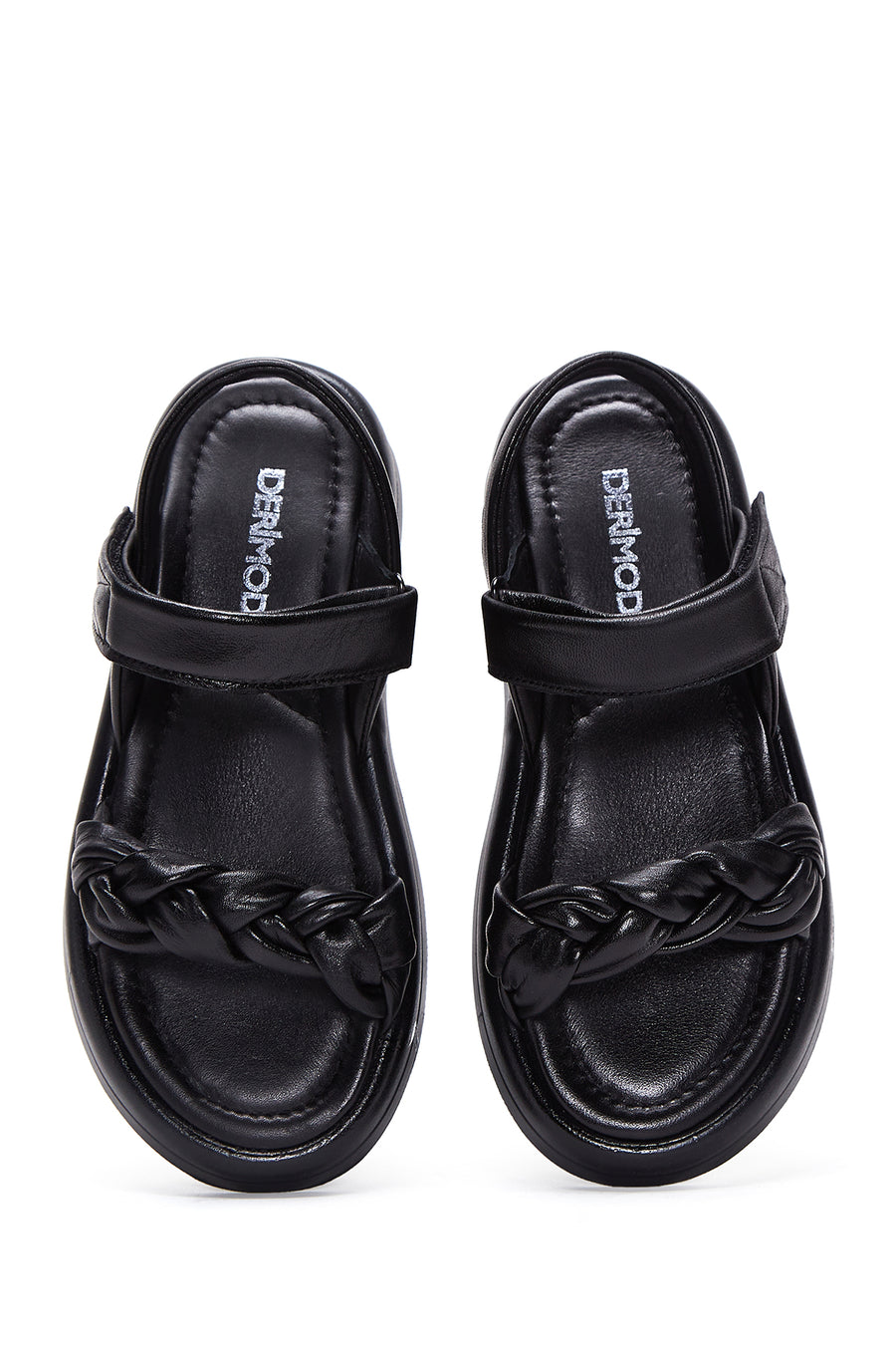 Women's Black Ankle Strap Leather Sandals