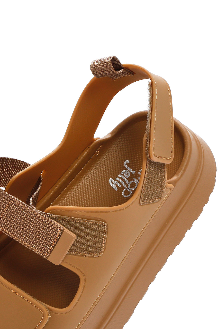 Women's Tan Strappy Thick Soled Jelly Sandals
