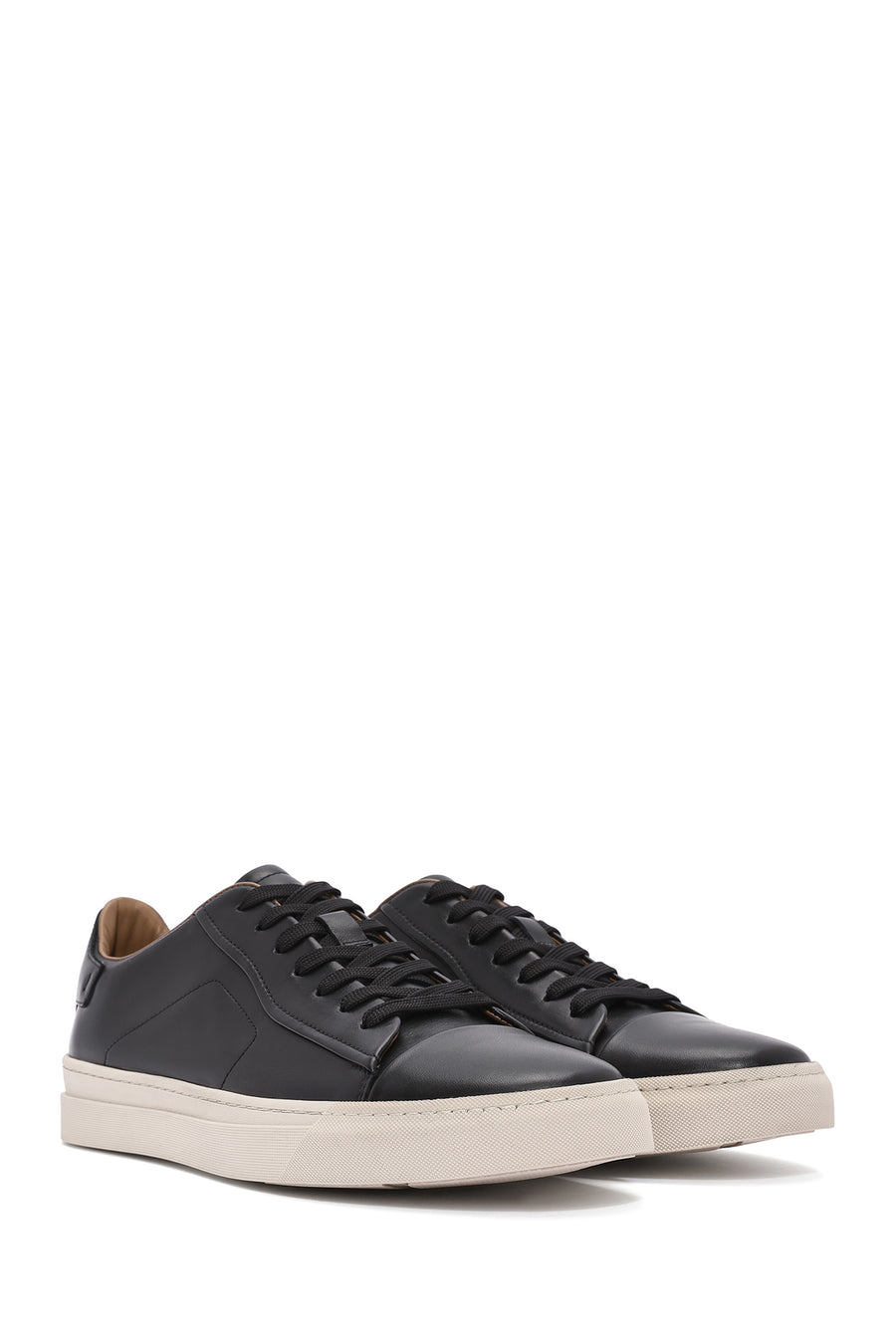 Men's Black Lace-up Leather Sneaker