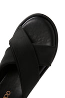 Women's Black Thick Soled Slippers | Derimod