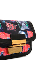 Women's Black Long Strap Printed Crossbody Bag | Derimod