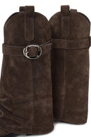 Woman Mink Thick-Heeled Suede Boot | Derimod