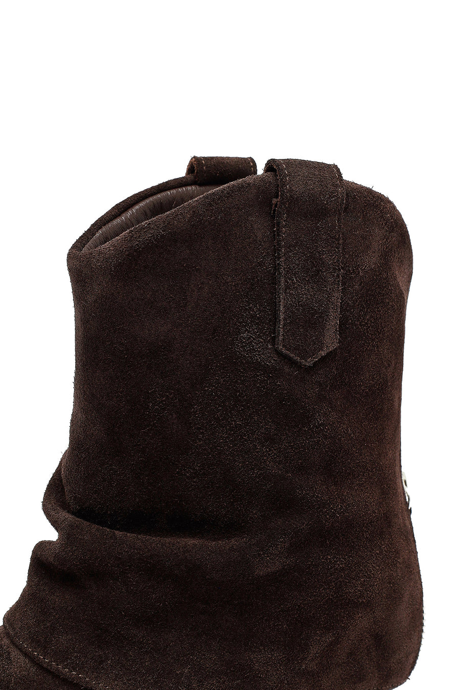 Woman Brown Low Chunky Heel Suede Leather Cowboy Boots