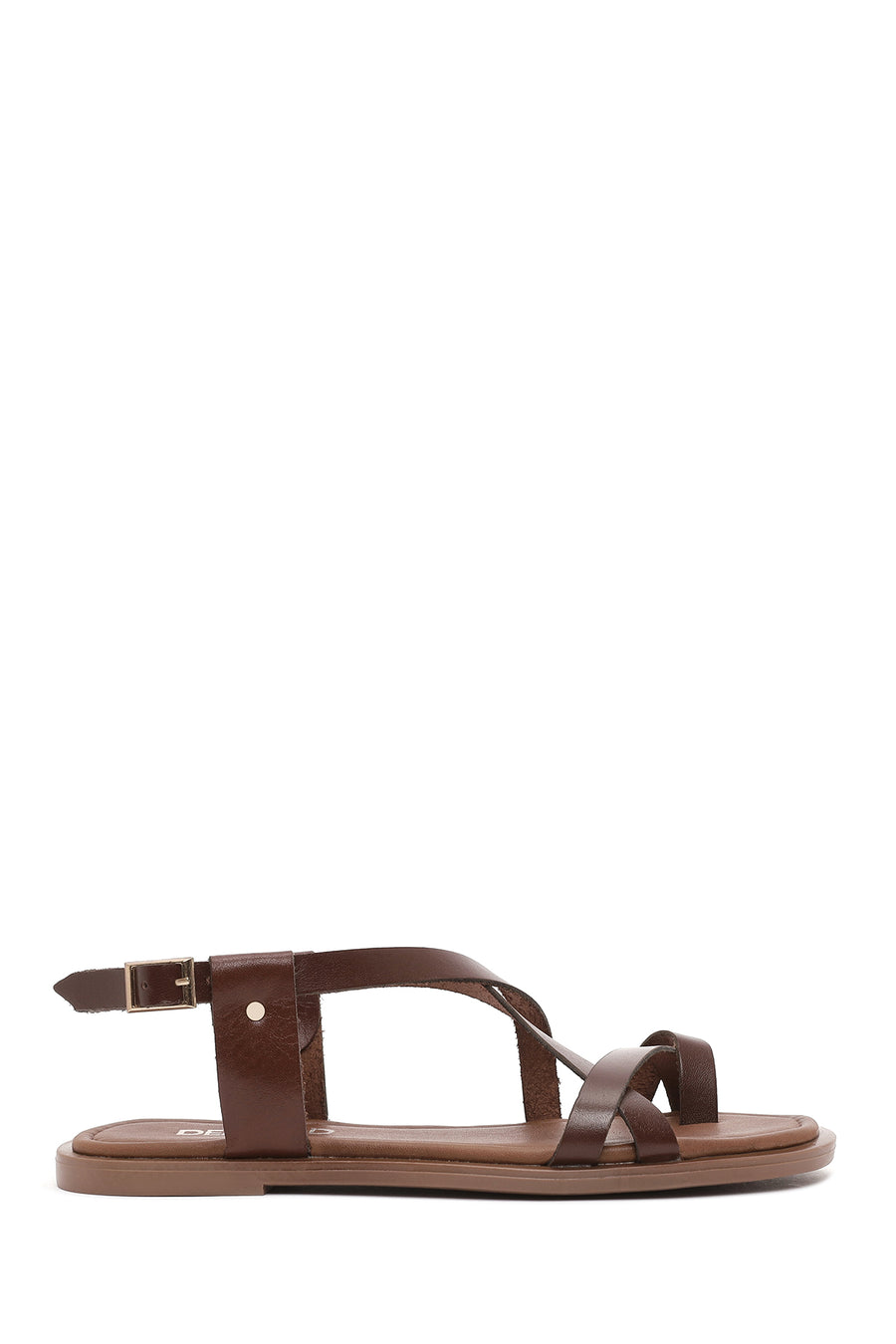 Women's Brown Buckle Leather Bodrum Sandals 26SFD332318 | Derimod