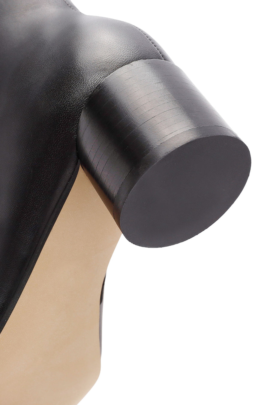 Women's Black Zippered Thick Heeled Leather Boots