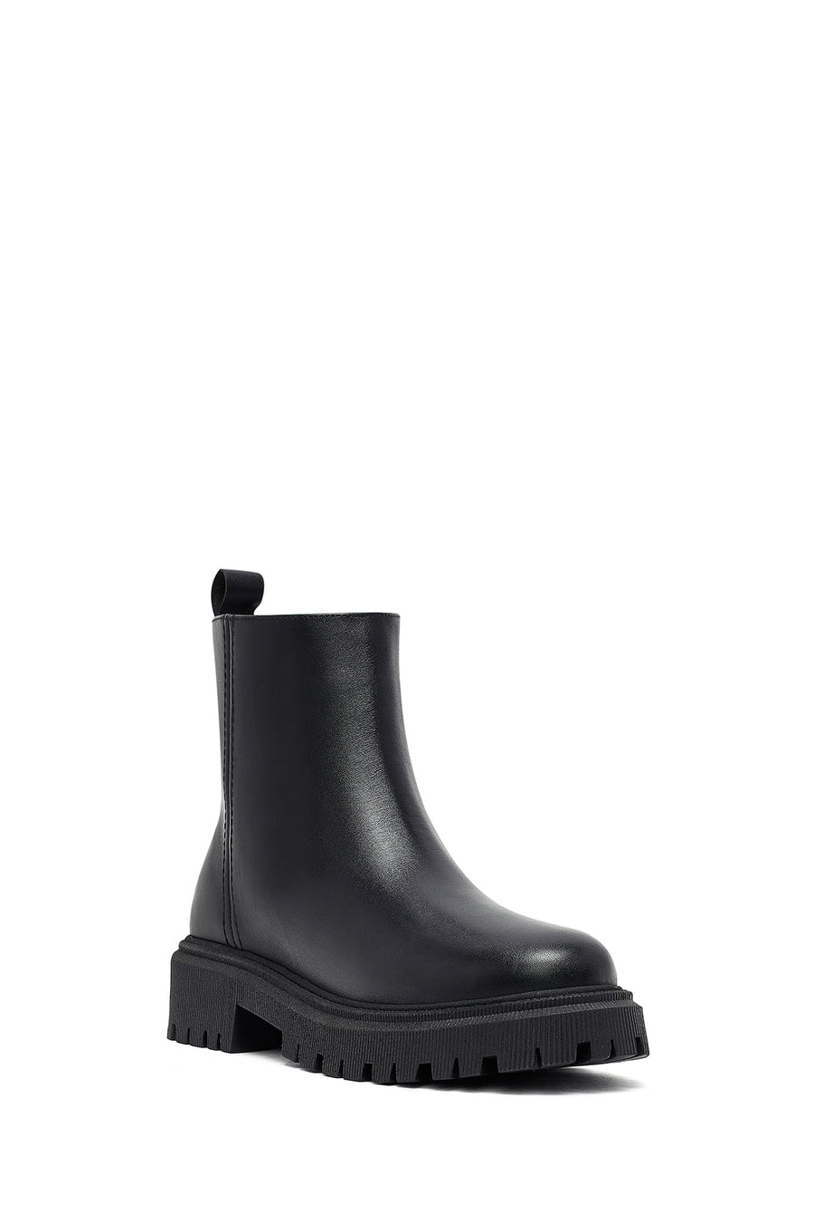 Woman Black Zip Closure Thick-Soled Leather Boots