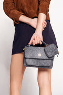 Woman Anthracite Long-Strap Fabric Crossbody Bag | Derimod