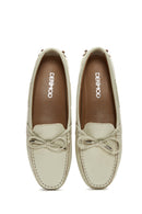 
Women's Beige Bow Detailed Leather Loafer
 | Derimod