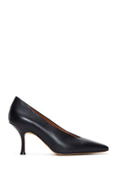 Women's Black Leather Thin Heeled Shoes | Derimod