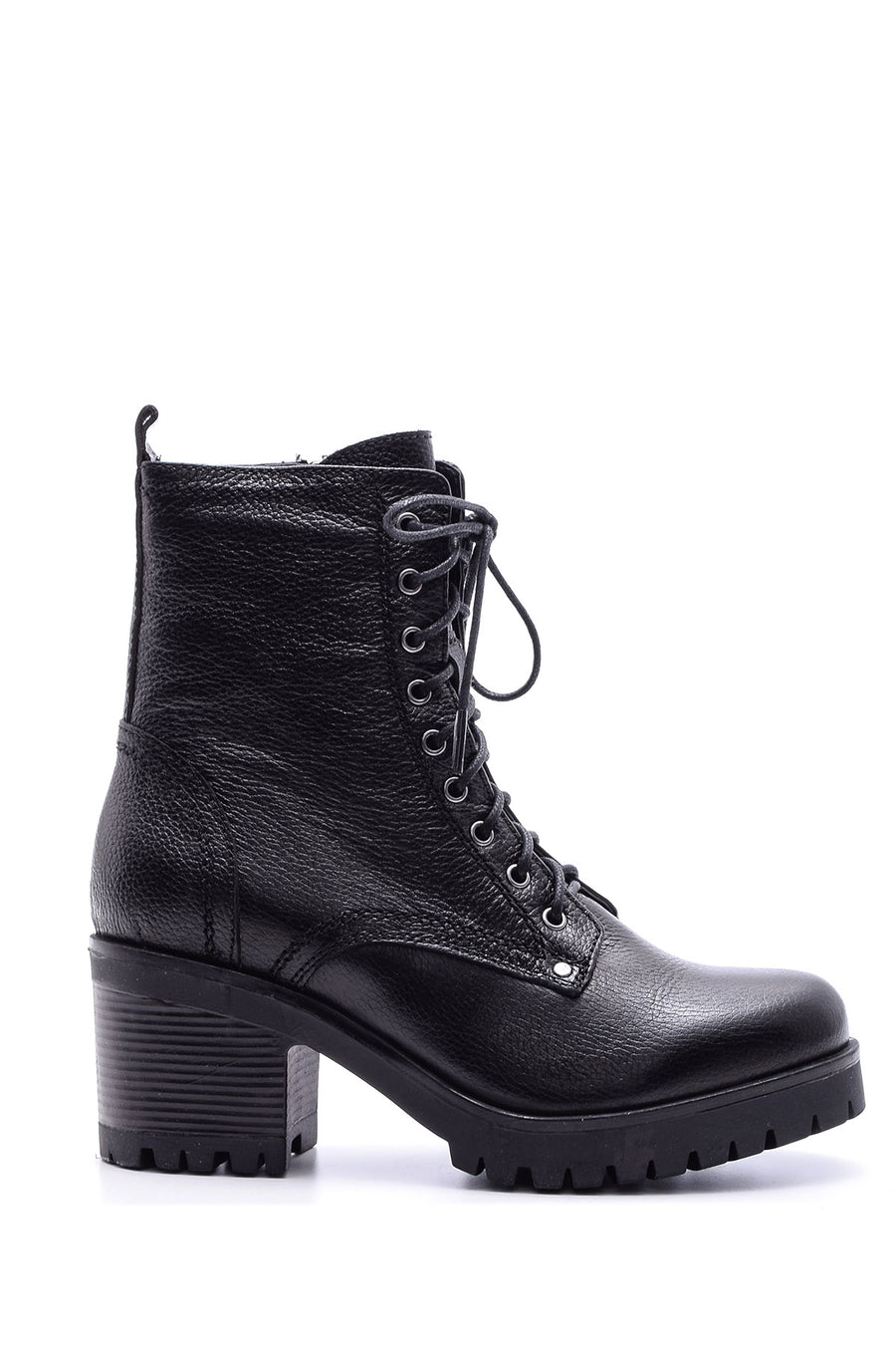Women's Heeled Laced Leather Boots 19WFD221718 | Derimod