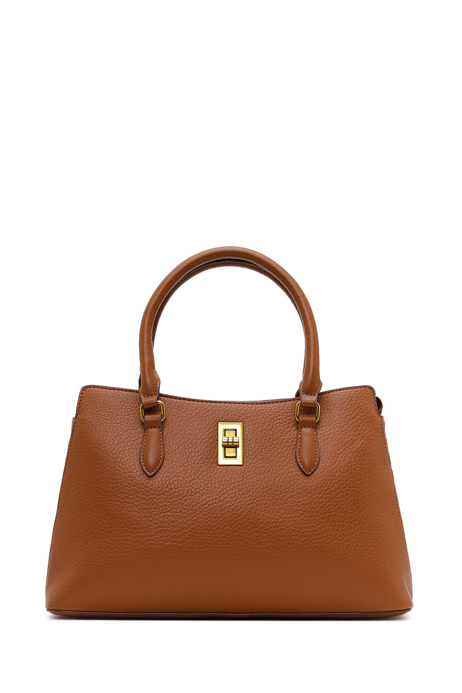 Woman Tan Long-Strap Accessorized Shoulder Bag