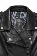 Angel-X Women's Black Biker Leather Jacket | Derimod