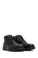 Male Black Zip Closure Leather Boots | Derimod