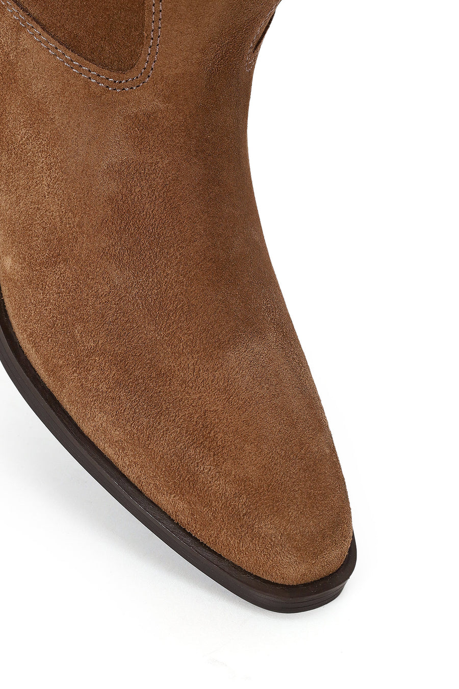 Woman Tan Fringed Chunky-Heeled Suede Cowboy Boots