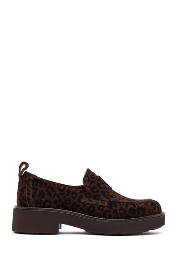 Kadın Leopar Desenli Süet Deri Maskülen Loafer AF180003DS | Derimod