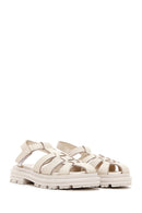 Women's Beige Leather Thick Soled Sandals | Derimod