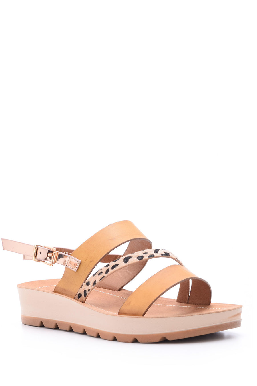 Women's Gold Leopard Detailed Sandals