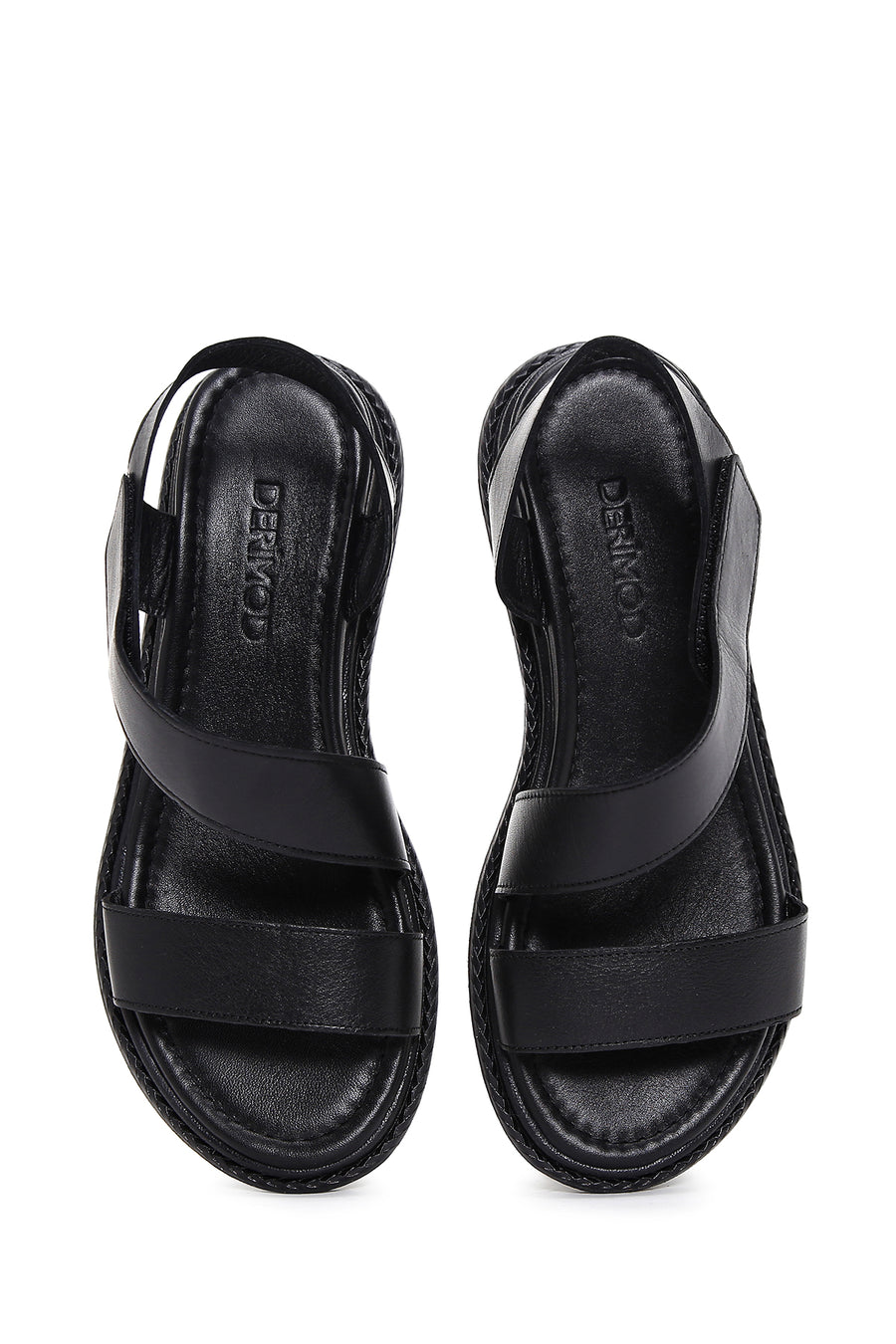 Women's Black Ankle Strap Leather Sandals