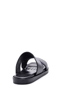 Men's Black Leather Slippers | Derimod