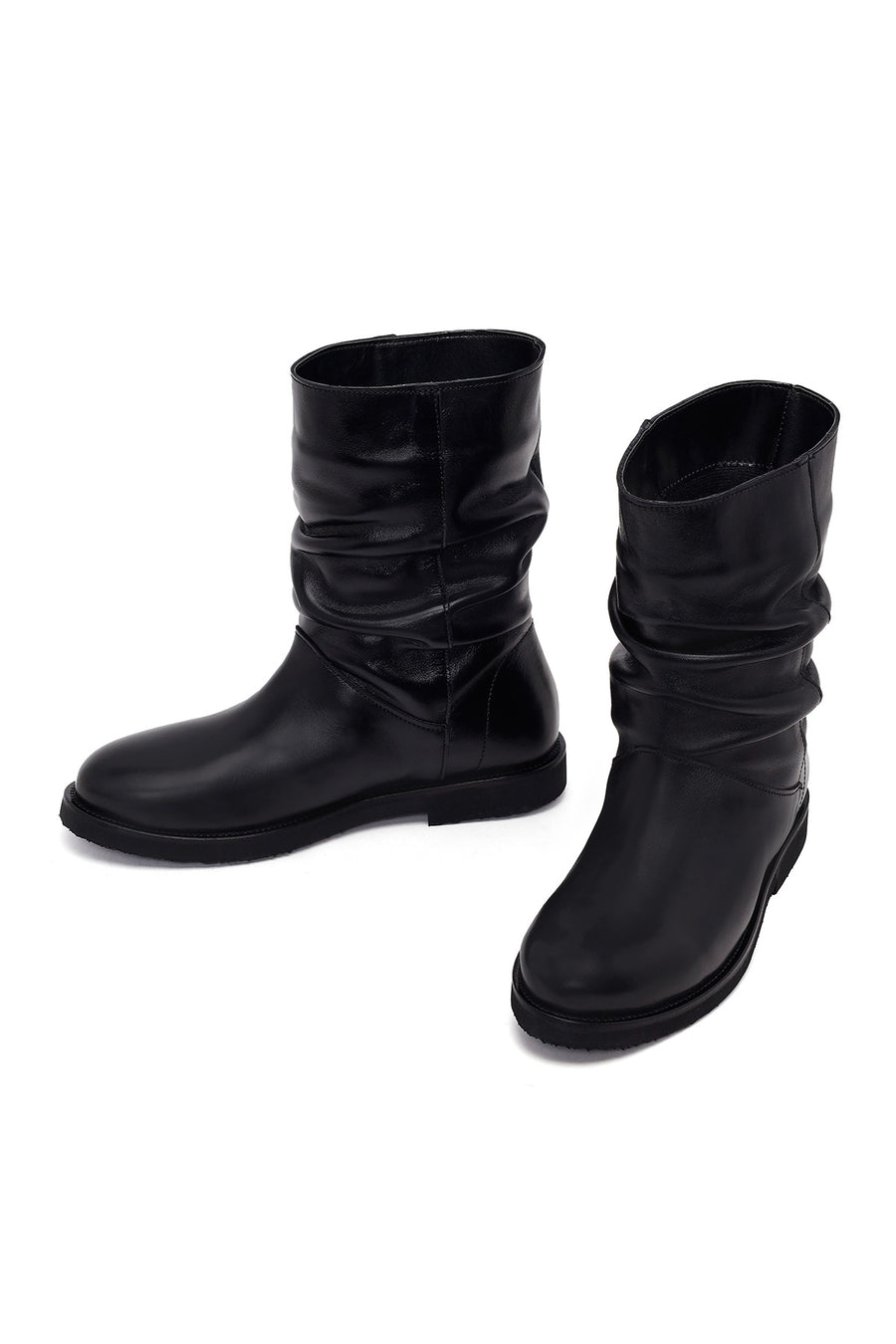 Woman Black Leather Casual Boots