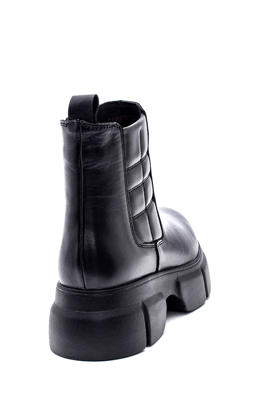 Women's Black Leather Thick Soled Boots