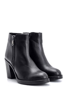 Women's Zippered Heeled Leather Boots | Derimod