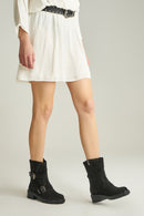 Women's Suede Boots with Stud and Buckle Detail | Derimod