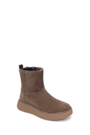 Woman Mink Zip Closure Thick-Soled Suede Boots | Derimod