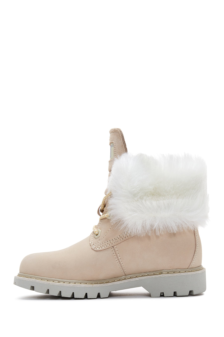 Caterpillar Women's Beige Utah Fur Nubuck Leather Lace Up Boots