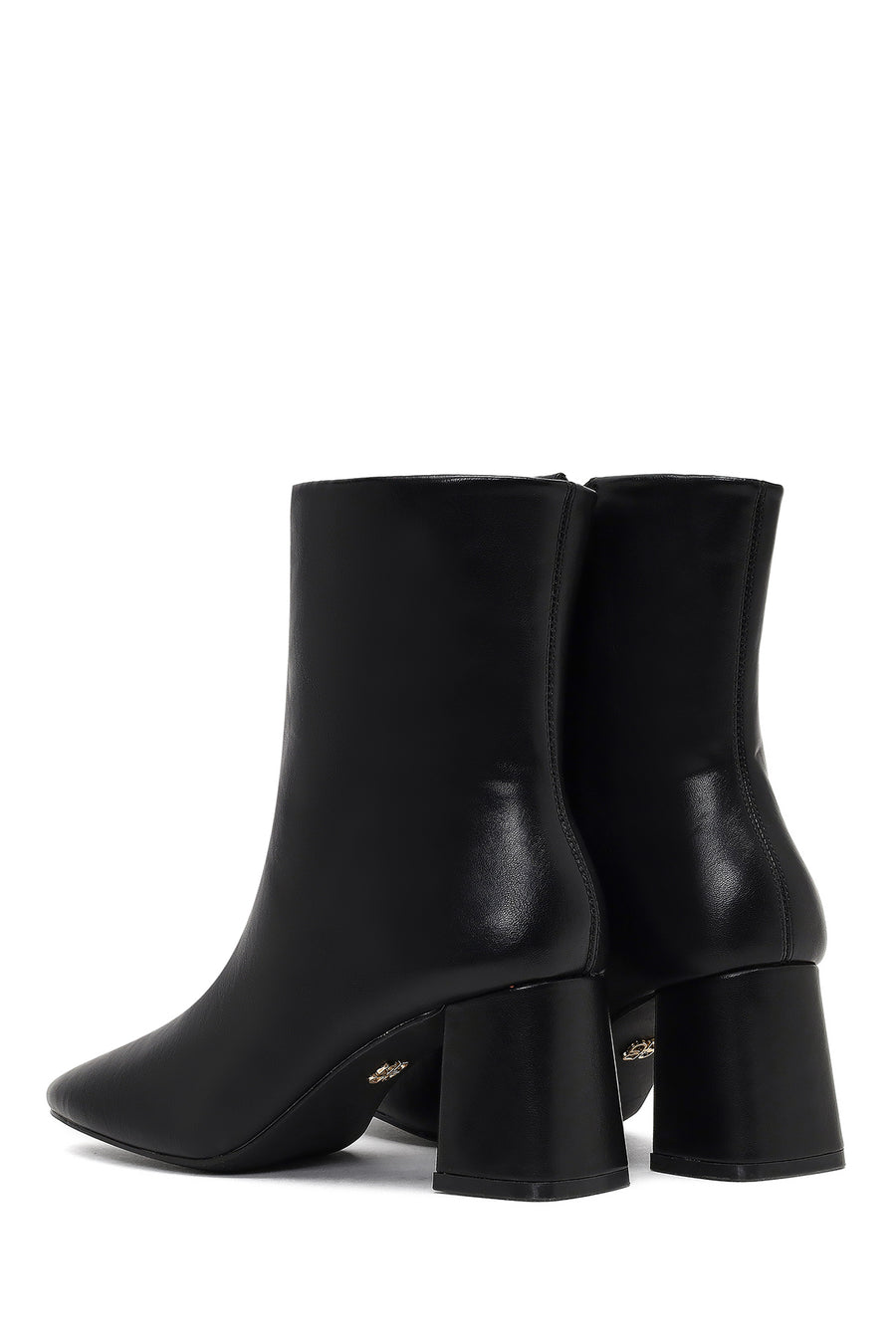 Woman Black Zip Closure Chunky-Heeled Boots