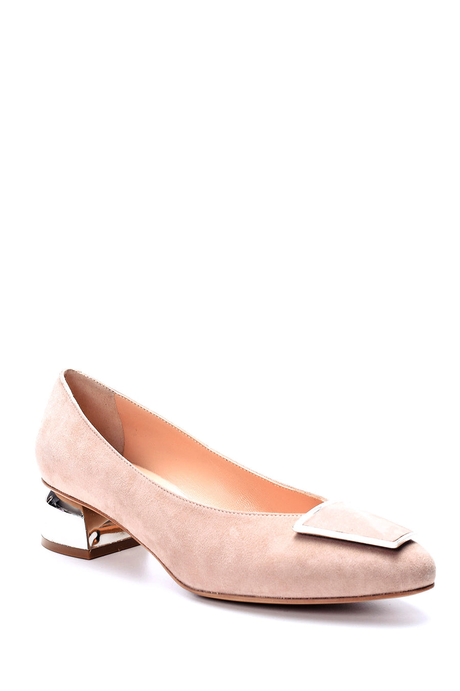 Women's Suede Metal Heel Detailed Shoes