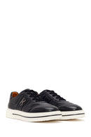 Erkek Siyah Bağcıklı Deri Sneaker | Derimod