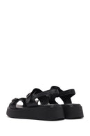 Women's Black Buckled Thick Soled Leather Comfort Sandals | Derimod